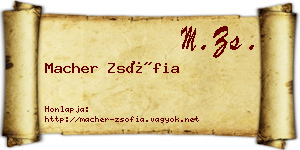 Macher Zsófia névjegykártya